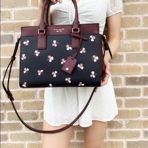 Kate Spade Cameron Street Medium Satchel Black Multi Floral